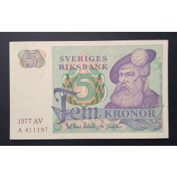 Svédország 5 Kronor 1977 Unc-