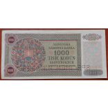 Szlovákia 1000 Korona 1940 Csehszlovák bélyeggel Specimen XF+