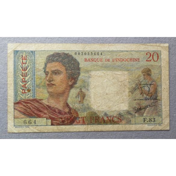 Tahiti Papeete 20 Francs 1963 F