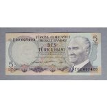 Turkey 5 Lira 1968 Unc
