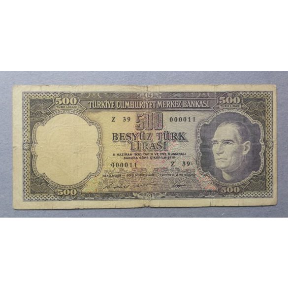 Törökország 500 Lira 1968 F