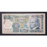 Turkey 500 Lira 1971 F