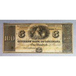   USA Confederate States of America Louisiana New Orleans Citizens Bank 100 dollars aUNC+ original