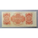 USA Confederate States of America Louisiana New Orleans Canal Bank 20 dollars UNC original