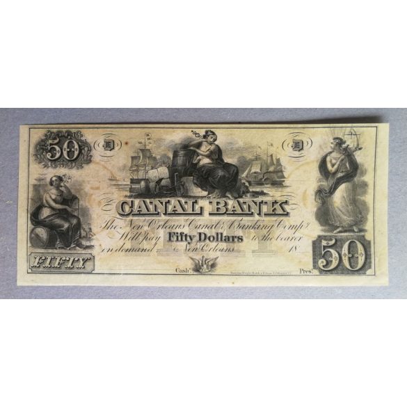 USA Confederate States of America Louisiana New Orleans Canal Bank 50 dollars 18XX UNC original