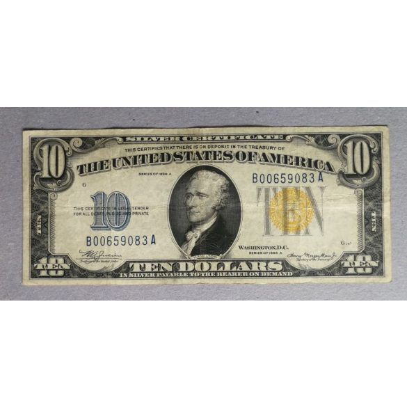 USA 10 Dollar Észak-Afrika silver certificate 1934 F