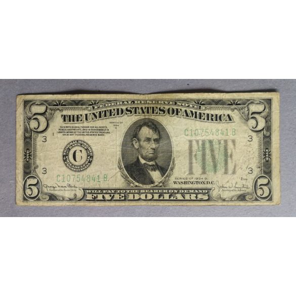 USA 5 Dollars 1934 F green seal