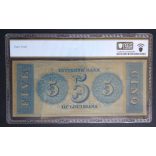 USA Louisiana New Orleans Citizen Bank 5 Dollars 1850-60 Unc PCGS 64