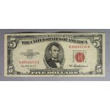 USA 5 Dollars 1953 VF red seal