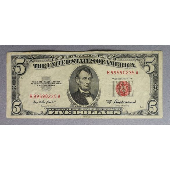 USA 5 Dollar 1953 VF piros pecsét