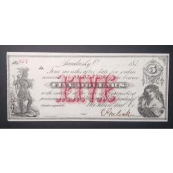   USA Sandusky Nes Silicon Steel Co. & Bank Ohio 5 Dollars 1870-es évek Unc-