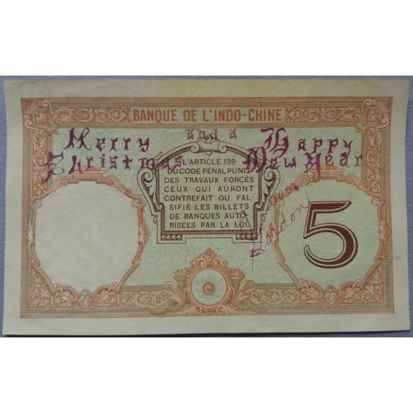 New Caledonia 5 Francs 1926 VF-