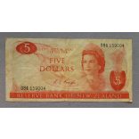 New Zealand 5 Dollars 1975 F
