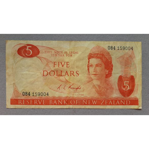 New Zealand 5 Dollars 1975 F