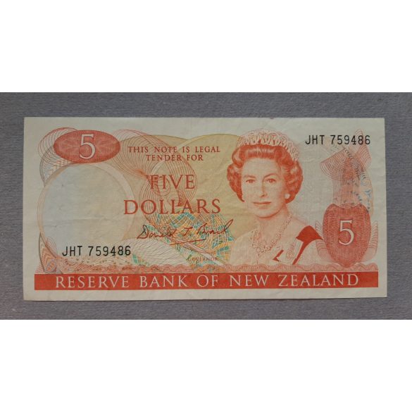 New Zealand 5 Dollars 1989 F