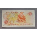 New Zealand 5 Dollars 1989 F