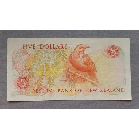 New Zealand 5 Dollars 1989 F