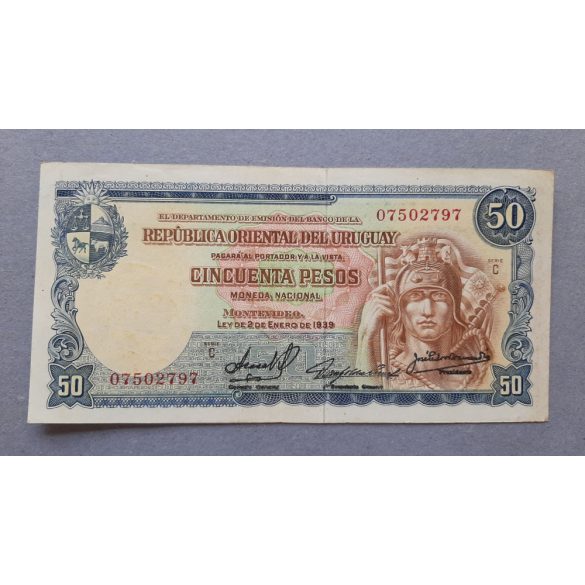 Uruguay 50 Pesos 1939 VF+