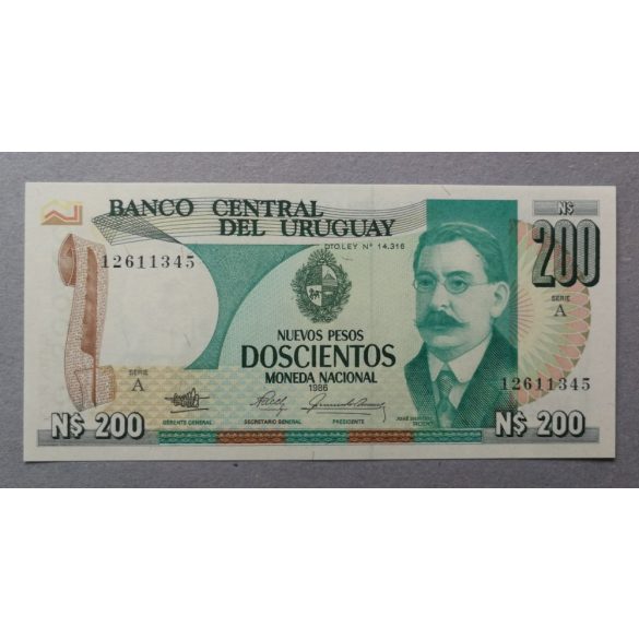 Uruguay 200 Pesos 1986 UNC