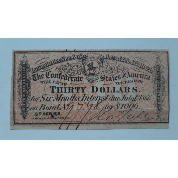 Usa Confederate States 30 Dollars 1861 XF