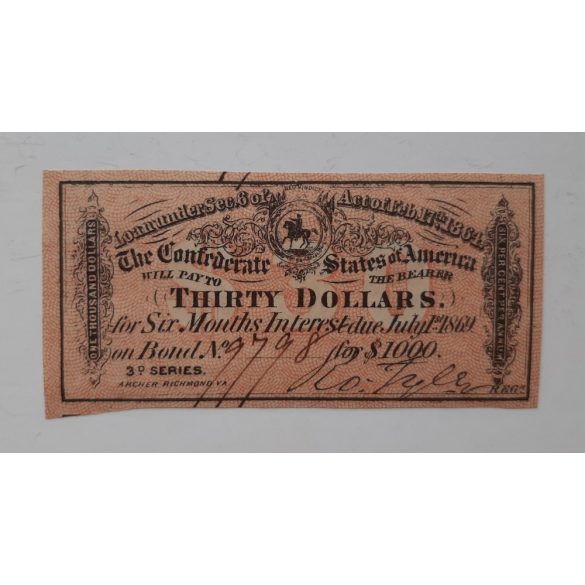 Usa Confederate States 30 Dollars 1861 aUNC