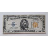 Usa North Africa 5 Dollars 1934 VF Silver Cerificate