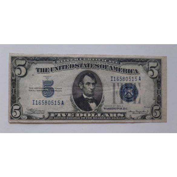 Usa 5 Dollár 1934 F+ Silver Certificate