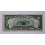 Usa 5 Dollars 1934 F+ Silver Certificate