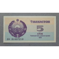 Üzbegisztán 5 Som 1992 UNC