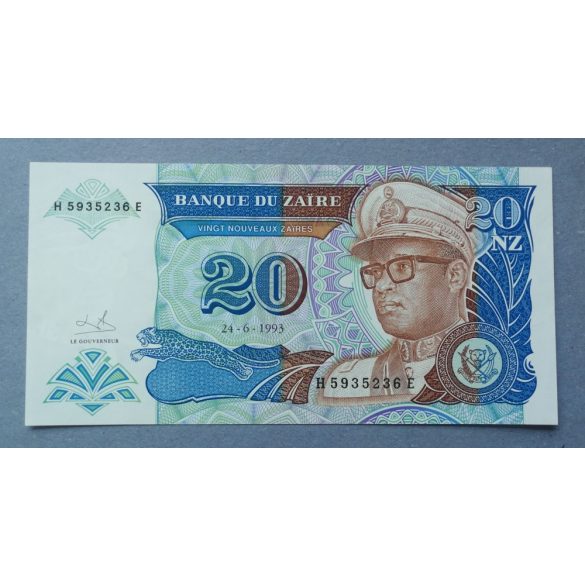 Zaire 20 Zaires 1993 UNC