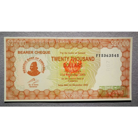 Zimbabwe 20000 Dollars 2003 UNC