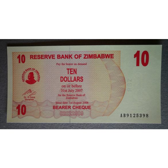 Zimbabwe 10 Dollars 2006 UNC