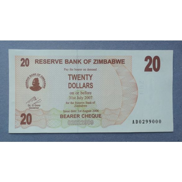 Zimbabwe 20 Dollars 2006 aUNC