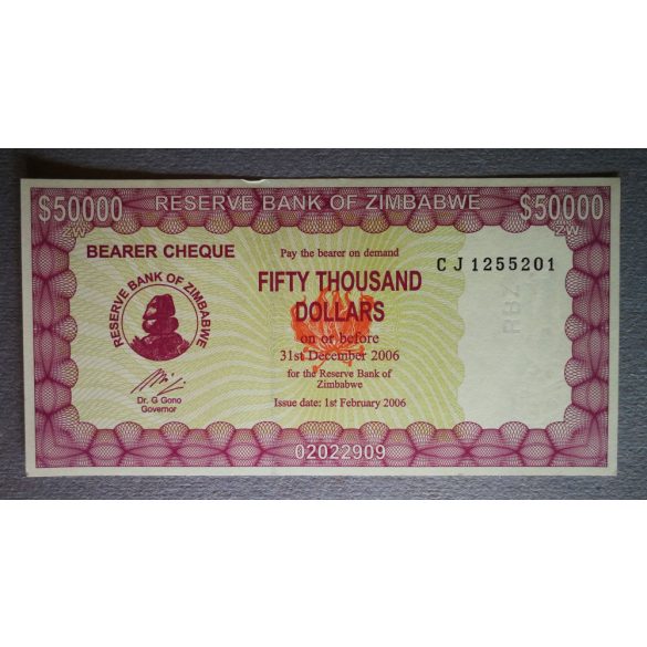 Zimbabwe 50000 Dollars 2006 UNC-