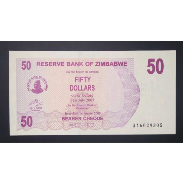 Zimbabwe 50 Dollars 2006 UNC 