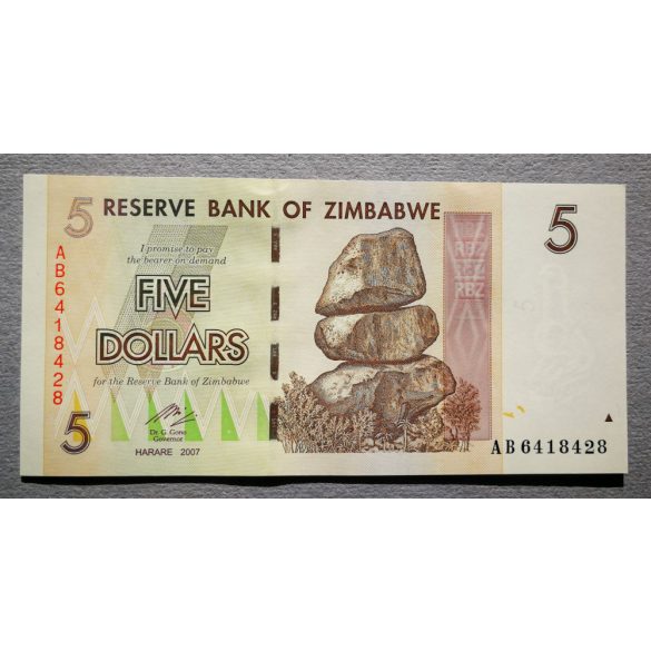 Zimbabwe 5 Dollars 2007 UNC