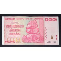 Zimbabwe 100 million Dollars 2008 UNC