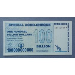 Zimbabwe 100 Billion Dollars 2008 AUNC