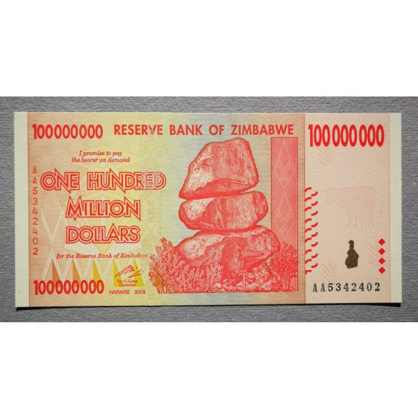 Zimbabwe 100 Millió Dollars 2008 UNC