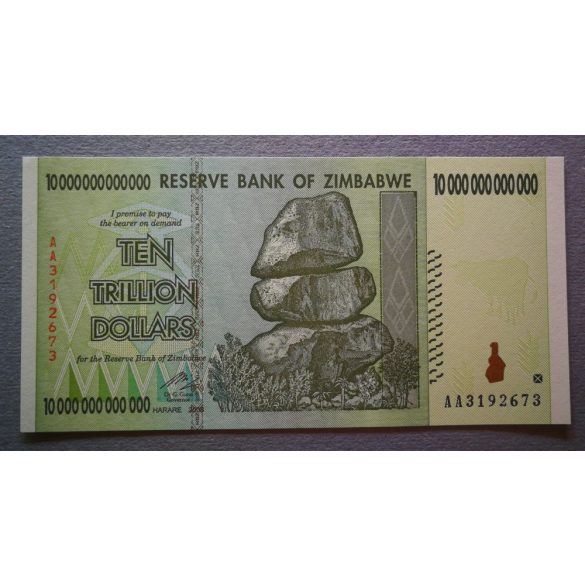 Zimbabwe 10 Trillion Dollars 2008 UNC