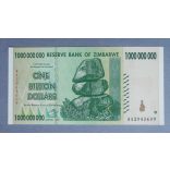 Zimbabwe 1 Billion Dollars 2008 UNC