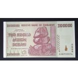Zimbabwe 200 millió Dollar 2008 UNC