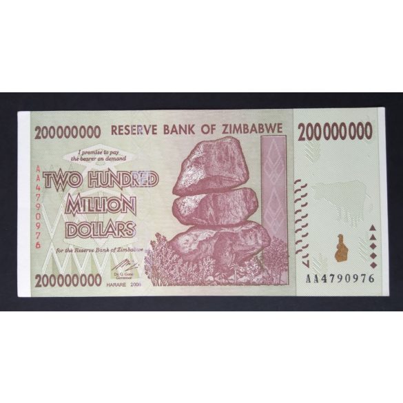 Zimbabwe 200 millió Dollar 2008 UNC