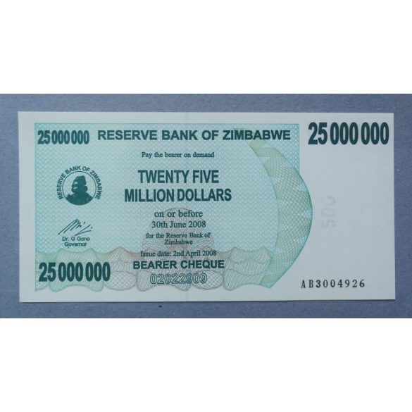 Zimbabwe 25.000.000 Dollars 2008 UNC