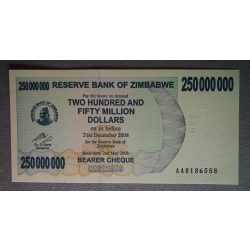 Zimbabwe 250 Million Dollars 2008 UNC-