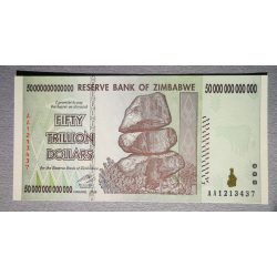 Zimbabwe 50 Trillion Dollars 2008 UNC