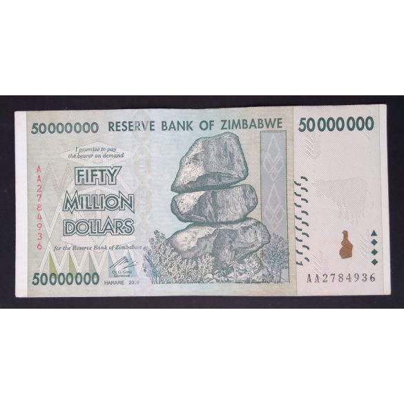 Zimbabwe 50 million Dollars 2008 XF