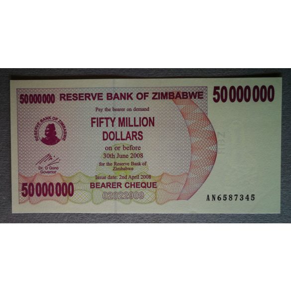 Zimbabwe 50 Million Dollars 2008 AUNC+