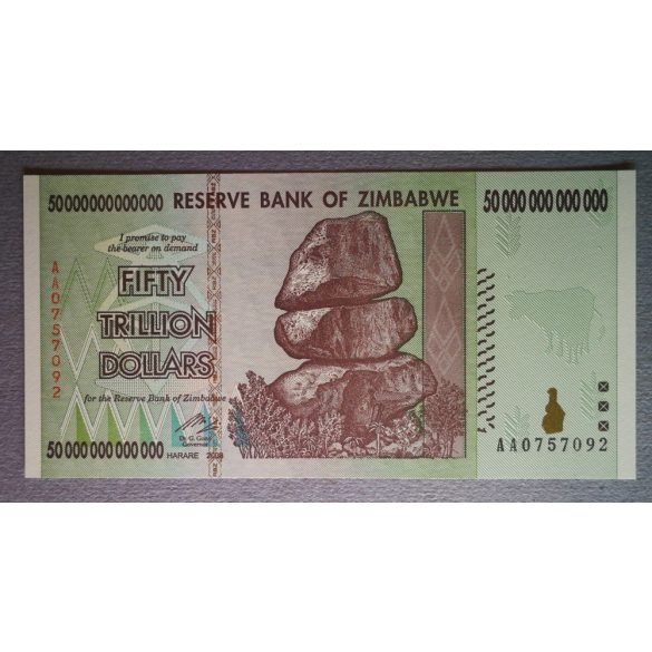 Zimbabwe 50 Trillió Dollars 2008 UNC