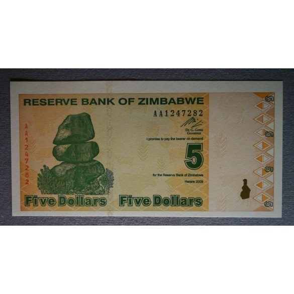 Zimbabwe 5 Dollars 2009 UNC